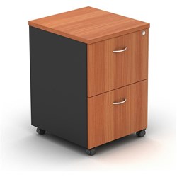 OM Mobile Pedestal 2 File Drawer 468W x 510D x 685mmH Cherry And Charcoal