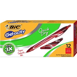 Bic Gelocity Gel Pen Retractable Medium 0.7mm Red Pack of 12