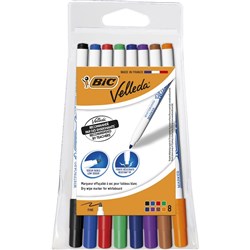 Bic Velleda Whiteboard Marker 1721 Thin Bullet 2.8mm Assorted Wallet of 8