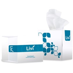Livi Essentials Facial Tissues Cube Hypoallergenic 2 Ply 90 Sheets Box of 24
