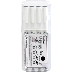 Artline Calligraphy Pens Wedge Assorted Width Black Hard Case Pack Of 4