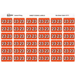 Avery Side Tab 23 Year Code Label 25x38mm Dark Orange Pack Of 180