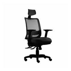 Sylex Epic High Back Office Chair With Arms Black Fabric Seat Mesh Back Black