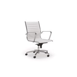 OLG Metro Mid Back Meeting Chair With Arms White PU Seat And Back Silver Base