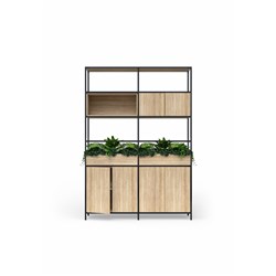 OLG Rhodes Modular Shelving 2 Bay 1680W x 455D x 2400mmH New Oak Ravine Black Frame