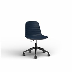 OLG Sofia Office Chair Gas Lift Black Base Navy PU Leather Seat And Back