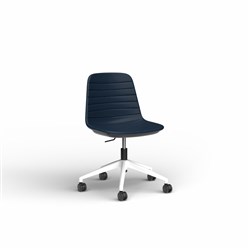 OLG Sofia Office Chair Gas Lift White Base Navy PU Leather Seat And Back