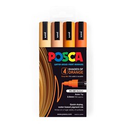Uni Posca PC-5M Paint Marker 2.5mm Bullet Tip Shades Of Orange Pack Of 4