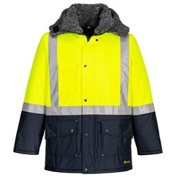 Huski Hi-Vis Contrast Freezer Jacket 2XL Yellow And Navy