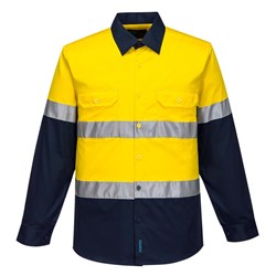 Portwest Hobart Hi-Vis Lightweight Contrast Shirt Long Sleeve Large Yellow/Navy
