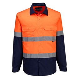 Portwest Industrial Hi-Vis Lightweight Contrast Shirt Long Sleeve 7XL Orange/Navy