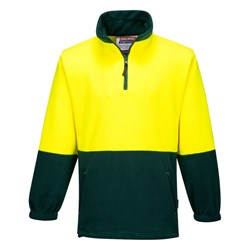 Portwest Hi-Vis Contrast 1/4 Zip Class D Polar Fleece Jumper 4XL Yellow And Green