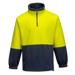 Portwest Hi-Vis Contrast 1/4 Zip Class D Polar Fleece Jumper 8XL Yellow And Navy
