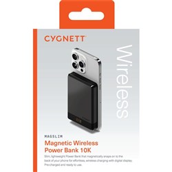 Cygnett MagSlim 10W 10K mAH Magnetic Wireless Power Bank Black