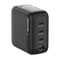 Verbatim Mini GaN 4 Port USB A/C Charger With Display 140W Black