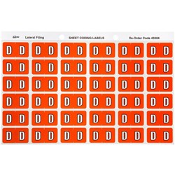 Avery Alphabet Coding Label D Side Tab 25x38mm Dark Orange Pack Of 180