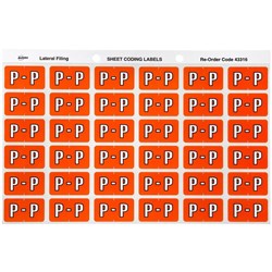 Avery Alphabet Coding Label P Side Tab 25x38mm Dark Orange Pack Of 180