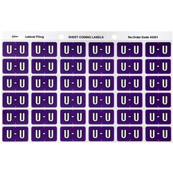 Avery Alphabet Coding Label U Side Tab 25x38mm Purple Pack Of 180