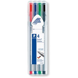 Staedtler 334 Triplus Fineliners 0.3mm Assorted Wallet of 4