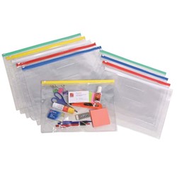 Marbig Clear Case B4 395 x 290mm With Coloured Zip Assorted
